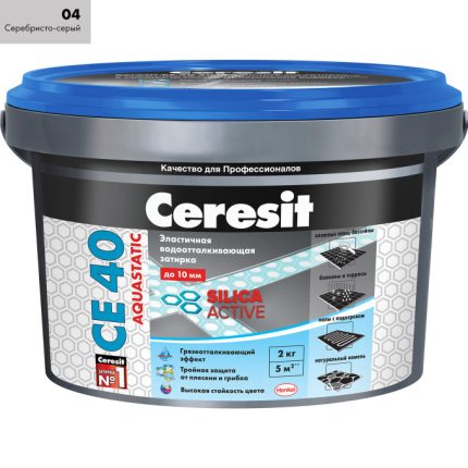 Затирка Сeresit CE-40 Aquastatic 2 кг Серебристо-серый 04