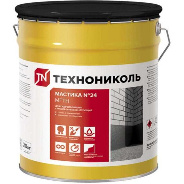 Мастика гидроизоляционная ТехноНИКОЛЬ № 24 МГТН 20 кг