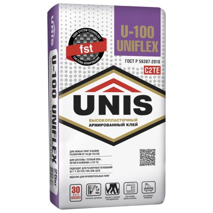 Клей плиточный UNIS, U-100 UNIFLEX 25 кг